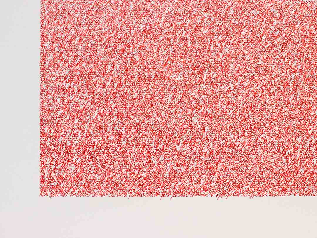 ecriture manuscrite du résumé du premier rapport du GIEC, carré rouge détail, viviane rabaud, stylo bic