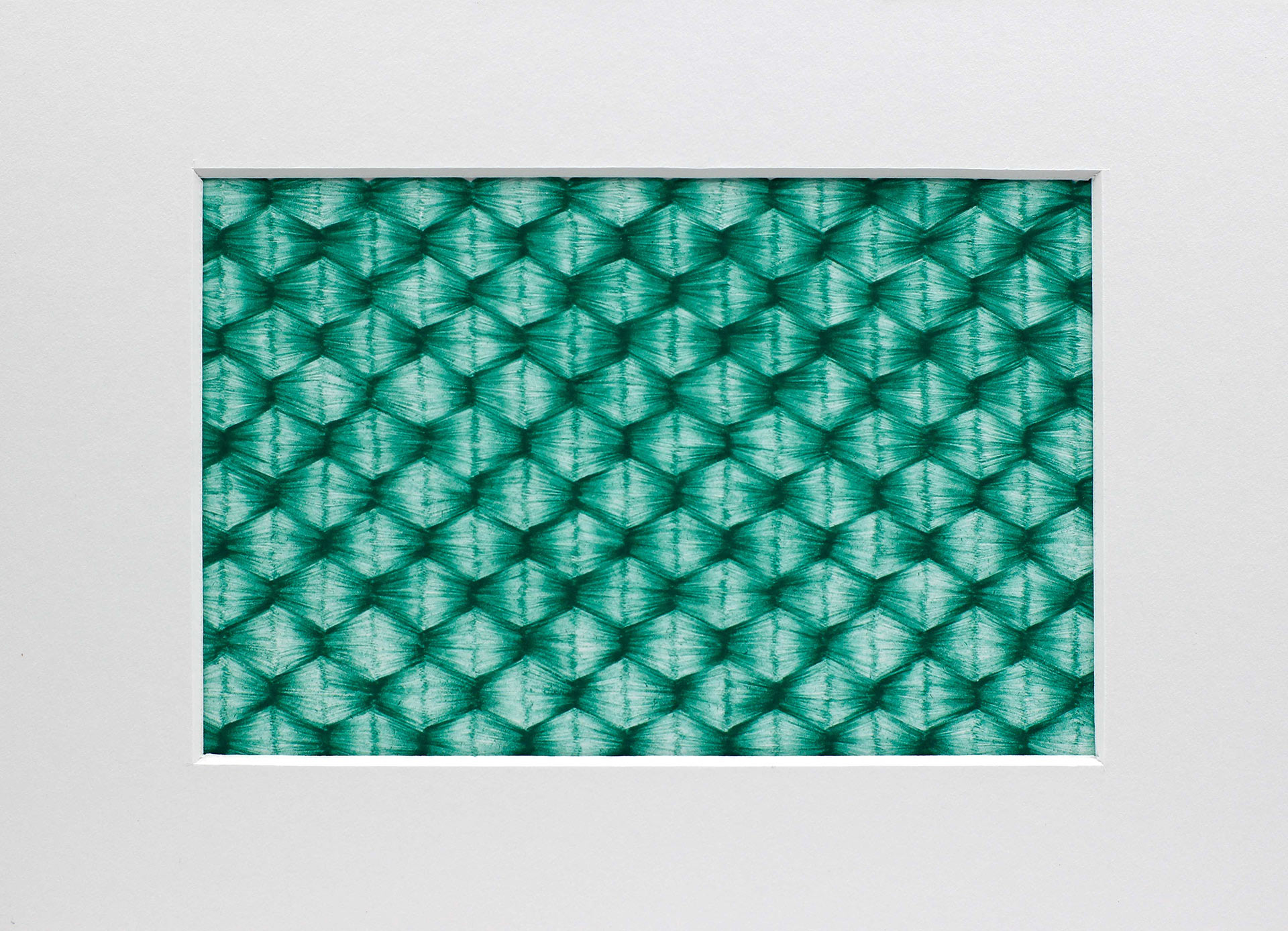 Lignes, oeuvre viviane rabaud, dessin au stylo à bille vert représentant une étoffe