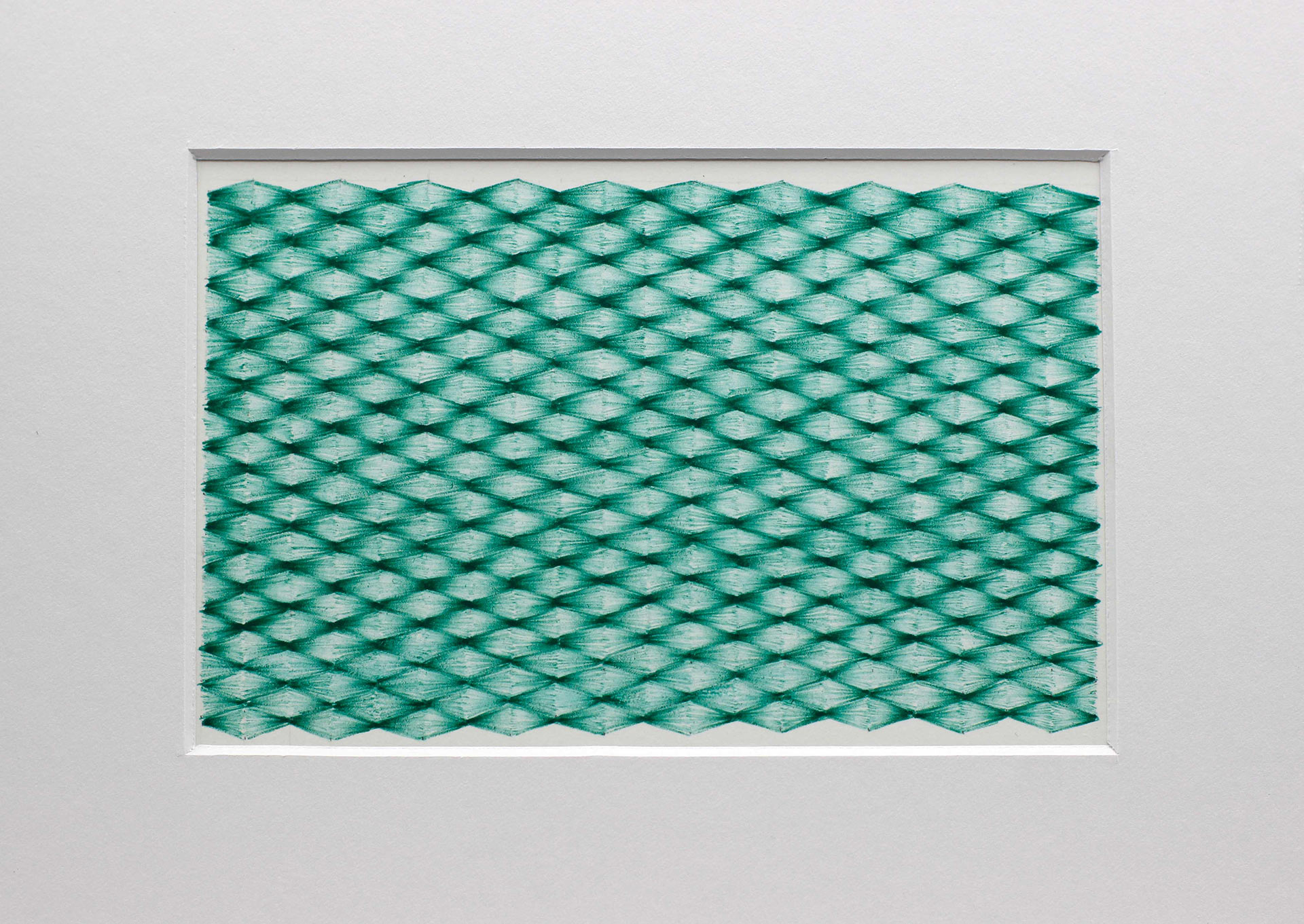 Lignes, oeuvre viviane rabaud, dessin au stylo à bille vert représentant une étoffe
