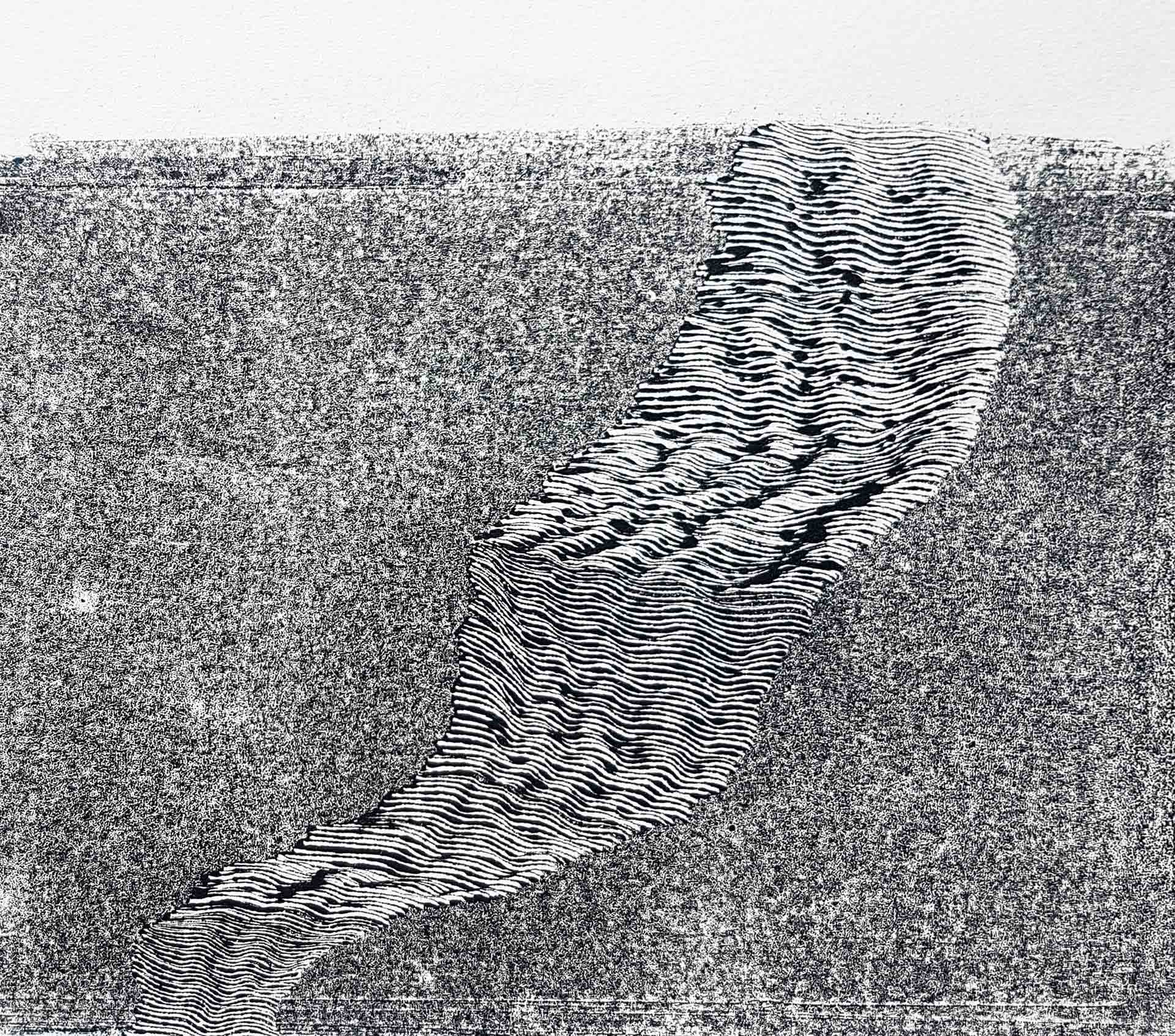 Lignes, oeuvre viviane rabaud, encre, estampe, lignes noires sur fond blanc