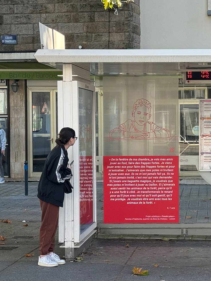 prendre-place-voyage-au-chateau-affichage-abribus-viviane-rabaud-8 prendre place, parole, art contemporain, projet art participatif, voyage au chateau, lorient, viviane rabaud
