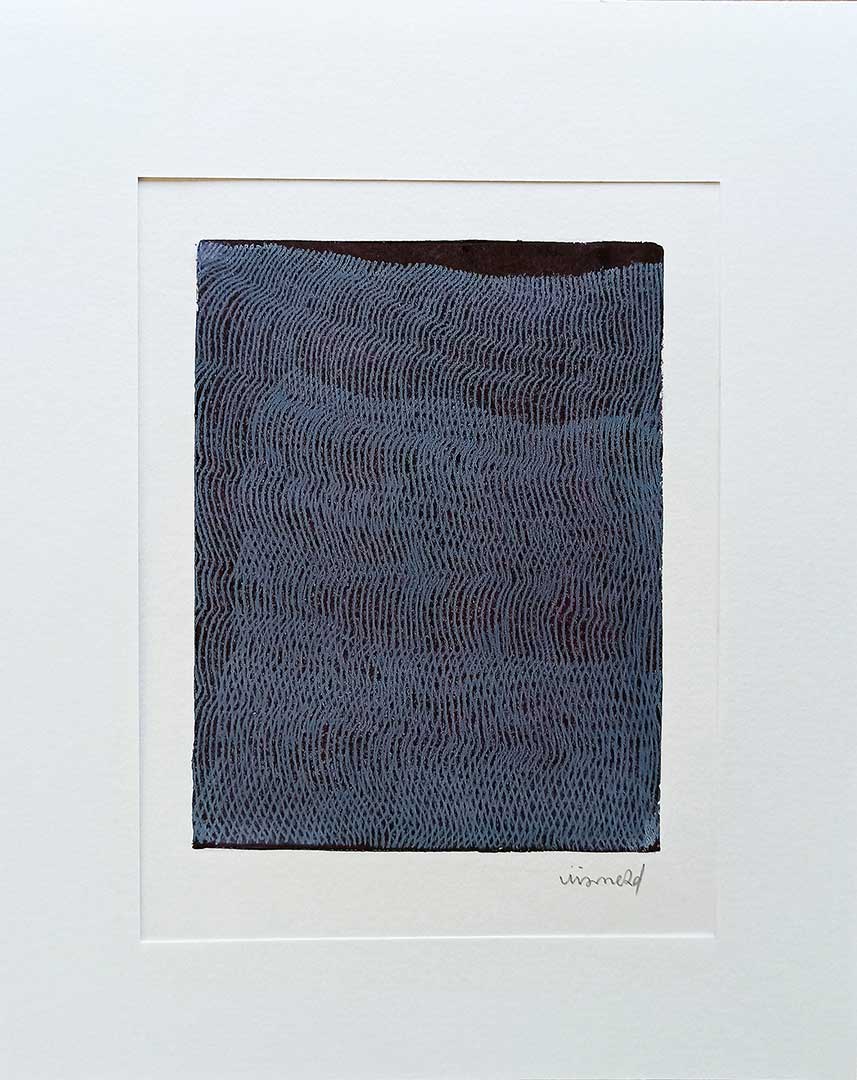 Lignes, oeuvre viviane rabaud, encre, estampe, lignes blanches sur fond violet